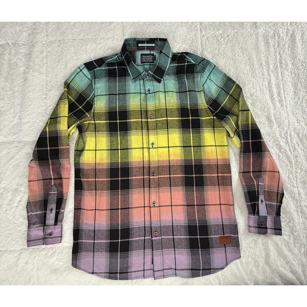 Scotch & Soda L71301 Mens Multi Regular Fit Gradient Flannel Check Shirt Size L